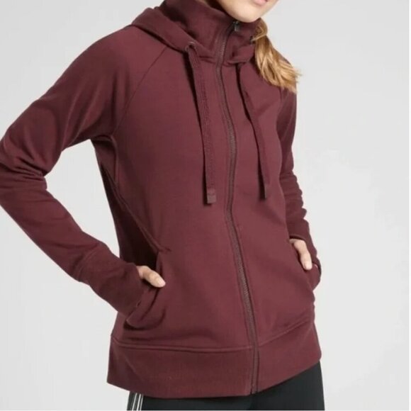 Athleta Triumph Hoodie Zip Up Jacket Spiced Cabernet Small Maroon - Picture 1 of 10